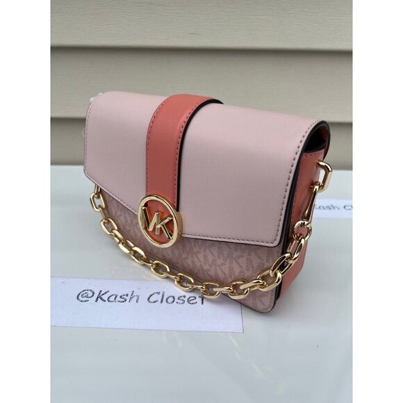 Michael Kors crossbody shoulder bag carmen small monogram flap purse Sherbert - Picture 2 of 9